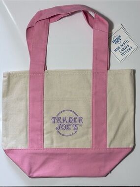 Trader Joe's Pink & Cream Canvas Tote